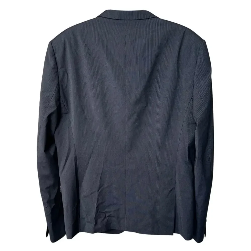 The Kooples Navy Pinstripe Blazer Music Lining Slim Fit Designer Jacket - US 38R